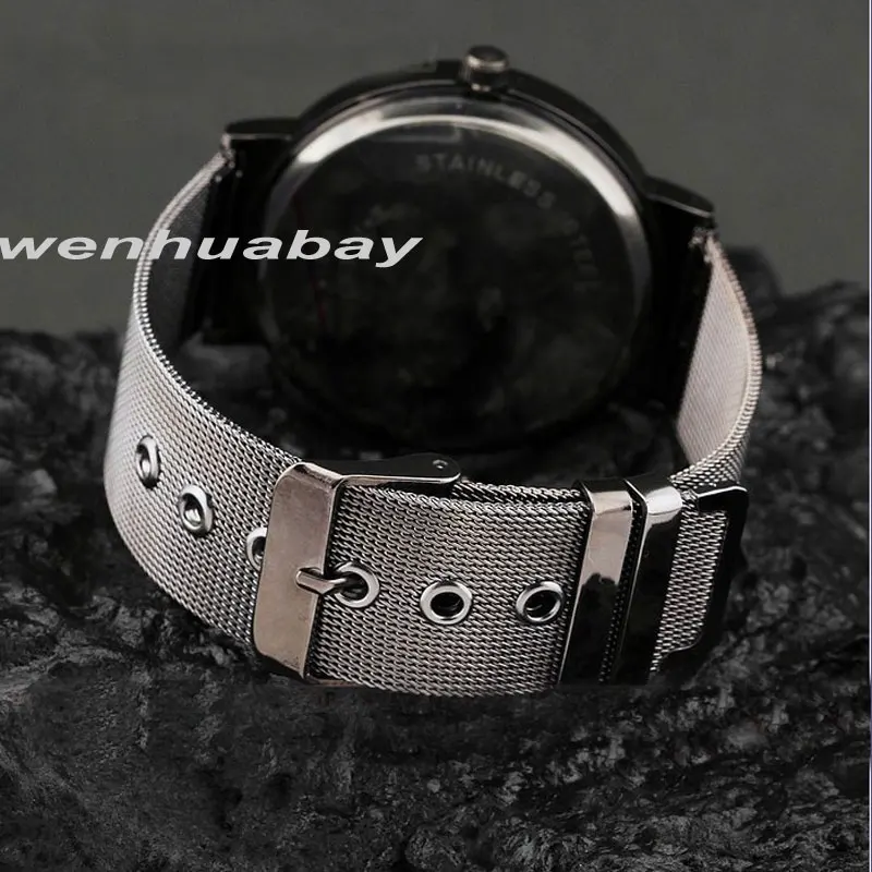 Уникальные классные минималистичные простые циферблаты черный белый сетчатый ремешок часы креативные унисекс наручные часы Мужские Женские Мальчики женские подарки