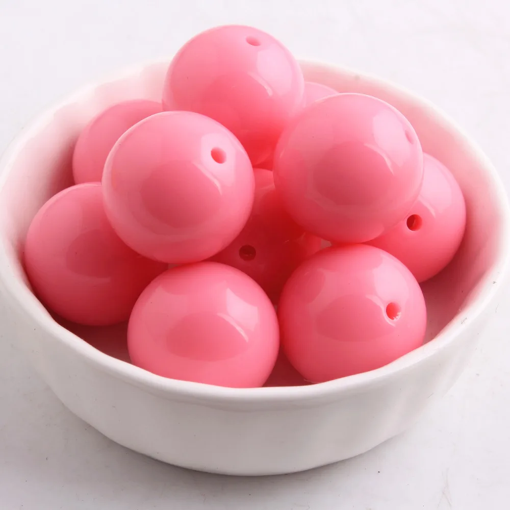 

Kwoi vita New Pink Color Chunky 20MM 100pcs A lot Acrylic Solid Gumball Beads for Bubble Chunky Little Girl Jewelry