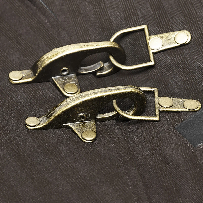 Discount PUNK RAVE New Steampunk Black Brown Striped Men's Waistcoat Gothic Leather Decoration Retro Palace Men Vest Emo Visual Kei