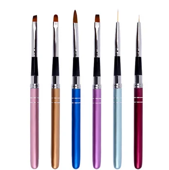 

by dhl or ems 200pcs Nail Art Brush Metal Handle Drawing UV Gel Polish 6 Style 3d Painting Pen Liner Flat Nails Tips Brushes new