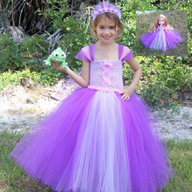 

Princess Rapunzel Inspired Baby Girl Clothes for Halloween Cosplay Purple and Lavender Rapunzel Girl Cosplay Tutu Dresses