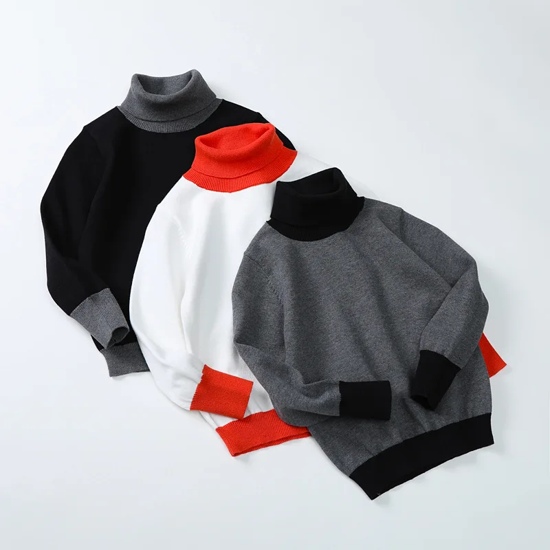 

New Boys Turtleneck Sweaters Kids Soft Warm Girls Clothes Knitted Pullover Sweater Autumn Winter Children Coat 5 6 8 10 12 Years