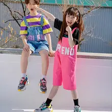 Новинка года; ; для мальчиков и девочек джинсовые комбинезоны Весна-осень модные детские шорты От 4 до 9 лет B451