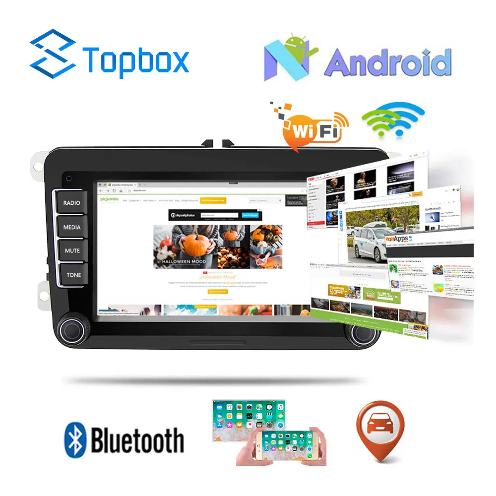 

Topbox Android Car Radio GPS Wifi Bluetooth Car Multimedia player 7" HD 2Din Audio Stereo Touch Mirrorlink Autoradio For VW Cars