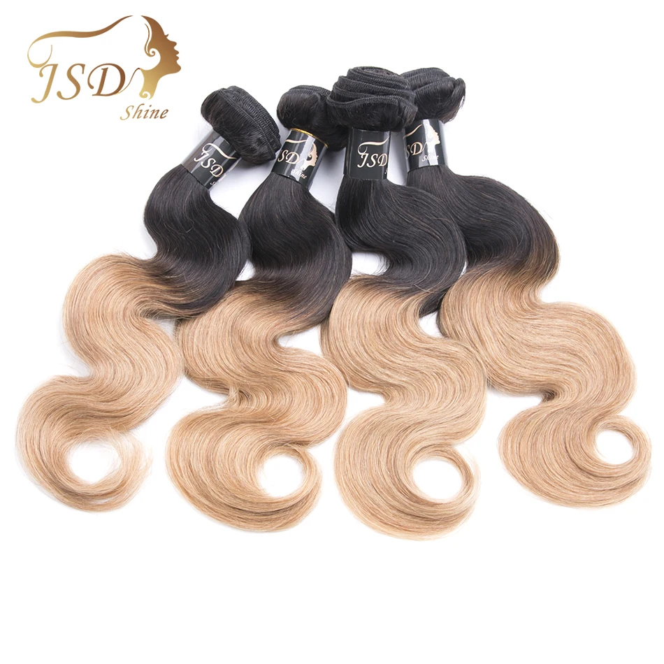 JSDshine бразильские волосы 4 шт. 1b/27 человеческие волосы объемные локоны переливчатого цвета человеческие волосы плетение наращивание волос допускает химическую завивку