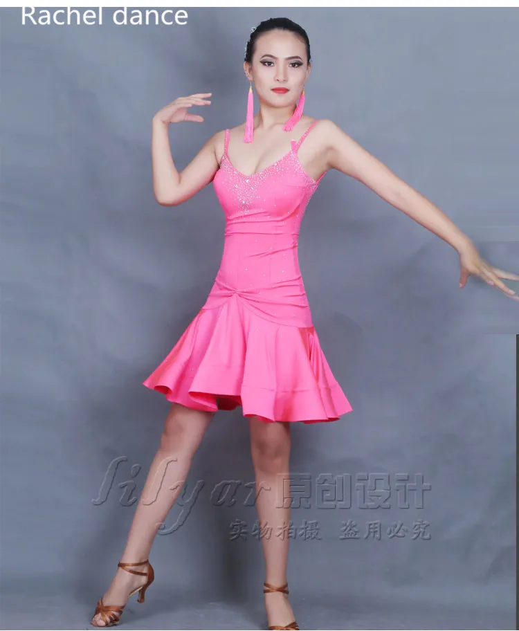 Профессиональный латинский танец платье женщины Ropa Danza полиэстер Сальса Самба Танго танцевальный зал состязание костюм латинское платье для девочки