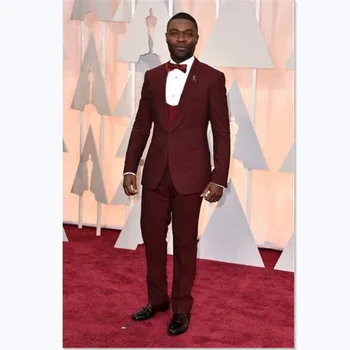 

Custom Men's Suit Red Carpet Burgundy Wedding Prom Dinner 3 Piece Shawl Lapel Groom Tuxedos Fashion Party Man Suit