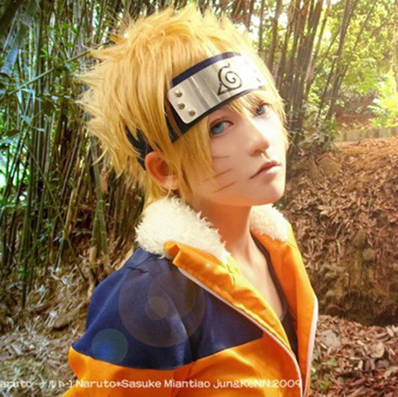 Hot!! Naruto Uzumaki anime Cosplay Wig Cheap Golden 14in Short Anime