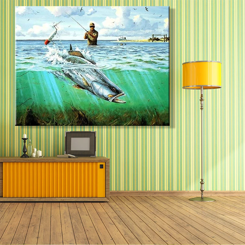 Краска по номерам художественная живопись по номерам животные рыба Преувеличение спальня декоративная подвесная картина ручной работы забавная абстрактная