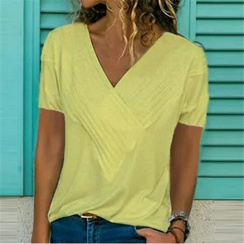 

Womens Plus Size 5XL Blouses Summer Tops Short Sleeve V-neck Blouse Shirt Women Solid Blusas 2019 Chemisier Femme Large shirts