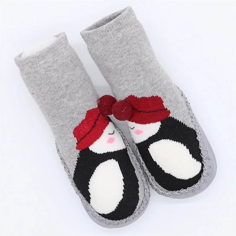 Хлопковые носки для малышей Зимние теплые носки для детей, вязаные нескользящие носки с рисунком для мальчиков и девочек, носки для мальчиков и девочек, учимся ходить - Цвет: Snowbaby
