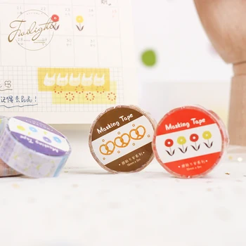 

24 pcs/Lot Collage masking tape 15mm Cartoon fox biscuit flower color washi tapes stickers kids gift Kawaii Stationery A6336