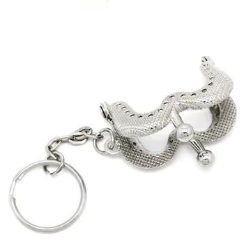

10Pcs Silver Tone Handbag Handle Clutch Coins Purse Metal Frame Kiss Clasps Lock "M" Key Ring 4.6x3.8cm