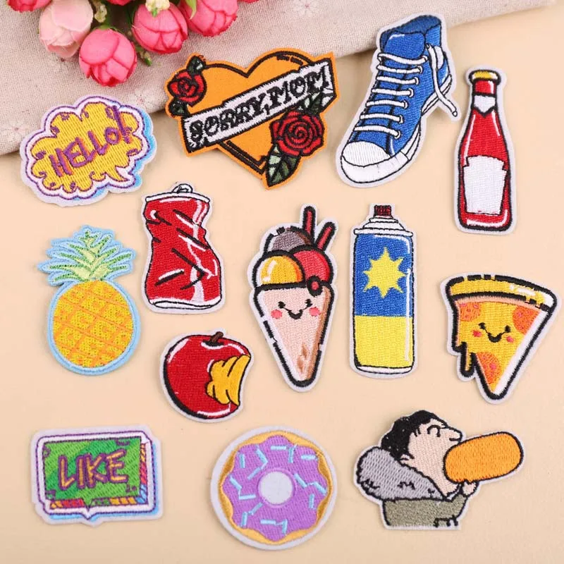 

Ice cream drink love clothes decoration patch for Clothing Iron on Embroidered Sewing Applique Fabric Badge Apparel Accessories