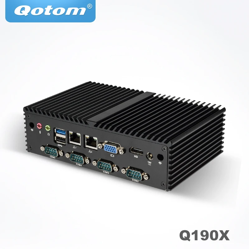 Мини компьютер Qotom Q190X без вентилятора мини J1900 J1800 с поддержкой Ubuntu 7rs232 две LAN