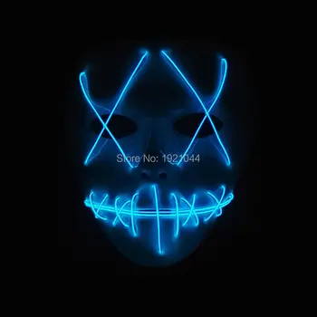 

2019 New Style EL Wire Mask Face Halloween Mask LED Strip neon rope tube Blue Mask for Event Party Decoration