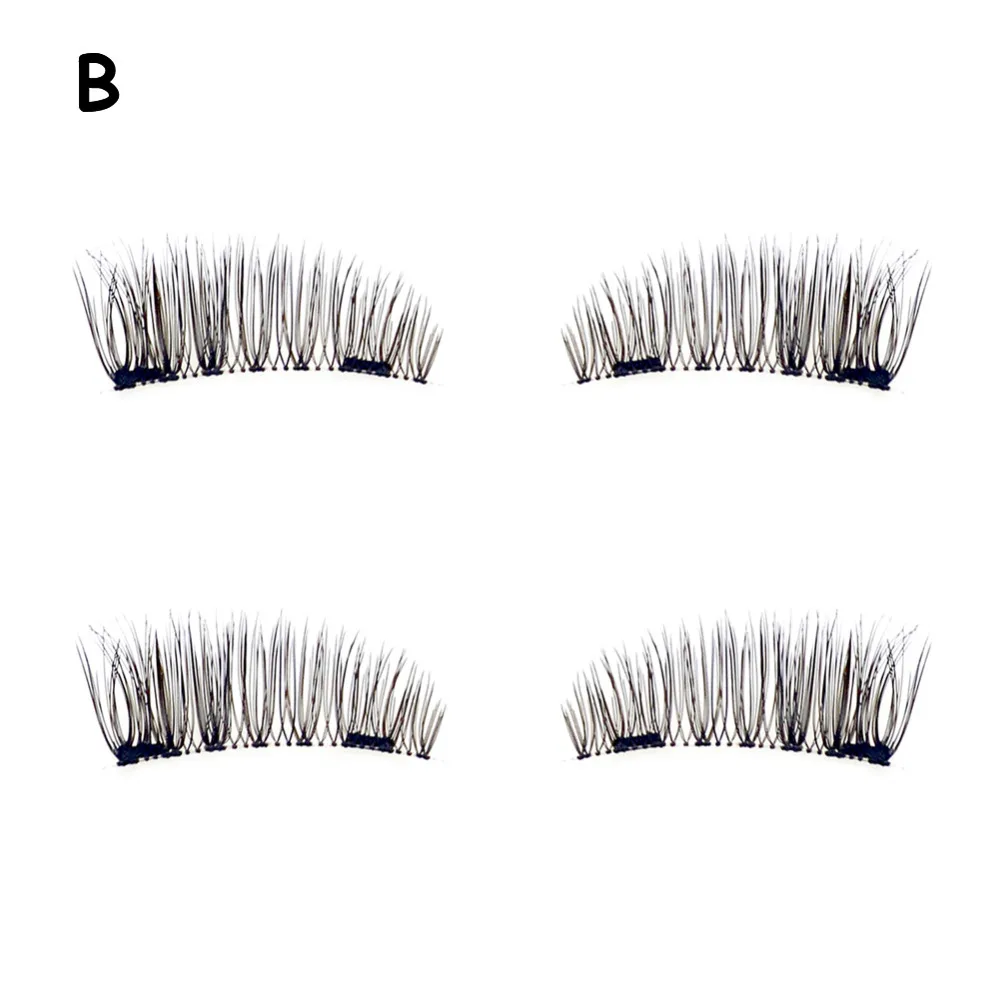 Fashion Magnetic Eyelash 4pcs/lot 3D Long Easy To Wear Reusable Fake Eyelashes Double Magnet Individual Eyelash Extension kit