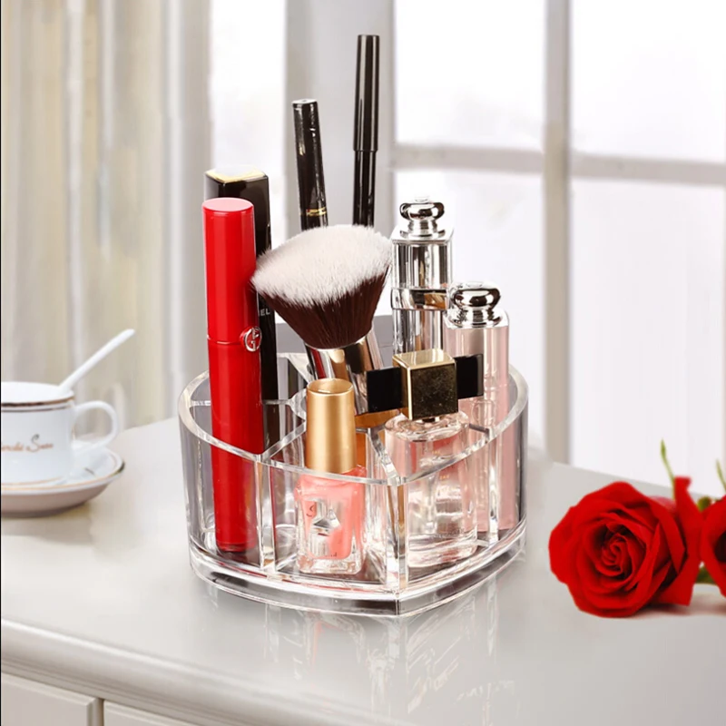 2pcs/lot Acrylic Heart shaped Organizer Nail Desktop Storage Case