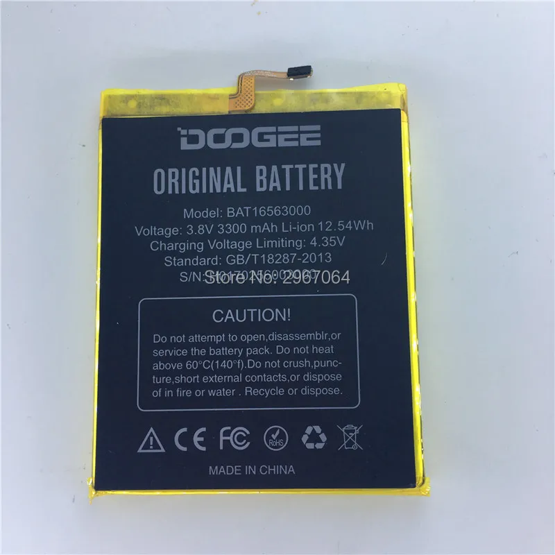100% Оригинальная батарея Для DOOGEE shoot 1 3300 мАч длительное время работы в режиме