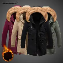 Мужская парка пальто модная Зимняя Теплая стеганая куртка мужская Толстая с капюшоном меховая зеленая Повседневная куртка плюс размер верхняя одежда 3XL