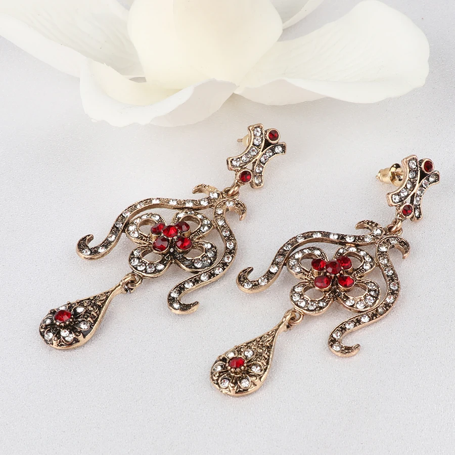 Kinel-Hot-Indian-Jewelry-Red-Crystal-Drop-Earrings-For-Women-Antique-Gold-Color-Geometry-Vintage-Wedding (4)