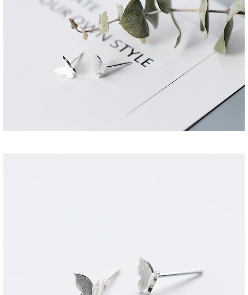 Korean Minimalist Butterfly Stud Earrings 925 Sterling Silver For Women Girls Kids Fashion Luxury Mini Brincos aros de plata 925 (4)