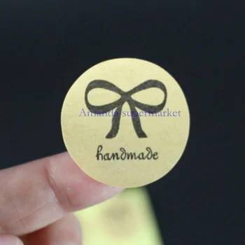 

300PCS 3cm Self-adhesive Vintage Stickers Kraft Label Sticker DIY Hand Made Gift /Cake Baking Sealing Sticker