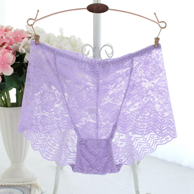 

DEWVKV Hot Sale Autumn Mid-Rise Lace Solid Color Padded Seamless Trendy Underwear Panties Underwear Women Sexy Lace Panties GBQ