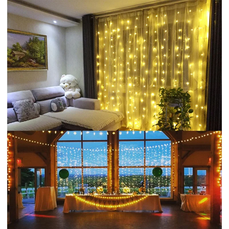 2x2m 3x3m 300 lights LED curtain lights LED, 220-240V, Christmas lights holiday lights photo lights wedding lights (15)