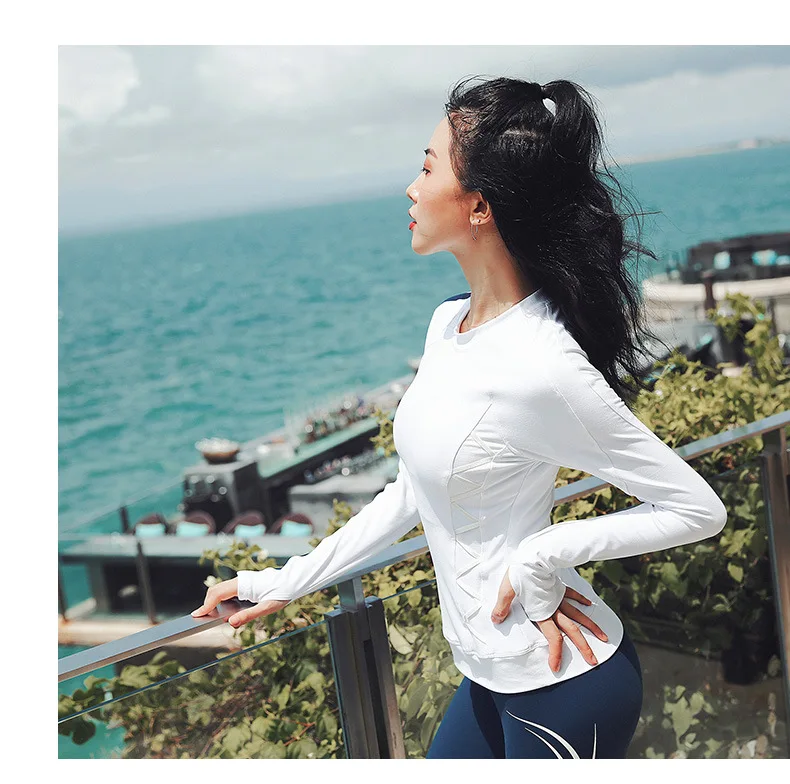 ESHINES Новая женская спортивная одежда; Колготки Леггинсы для йоги свитер с длинным рукавом