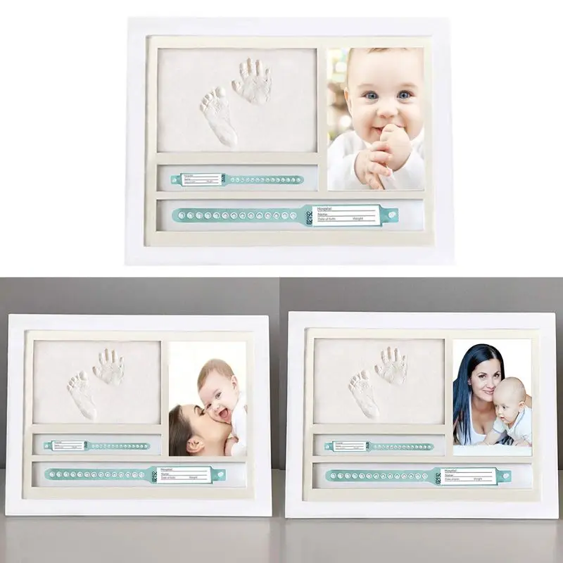 Newborn Hand and Foot Prints Print Mud Photo Frame One Year Old Baby Infants Gifts Commemorative Table Decoration Frames