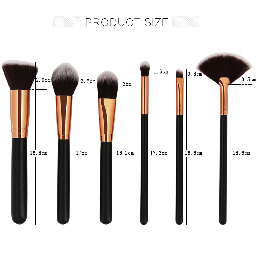 Fashion Girl Product 6Pc Makeup Brushes Set Powder Foundation Eyeshadow Eyeliner Lip Cosmetic Brush Pincel de maquiagem zsmw
