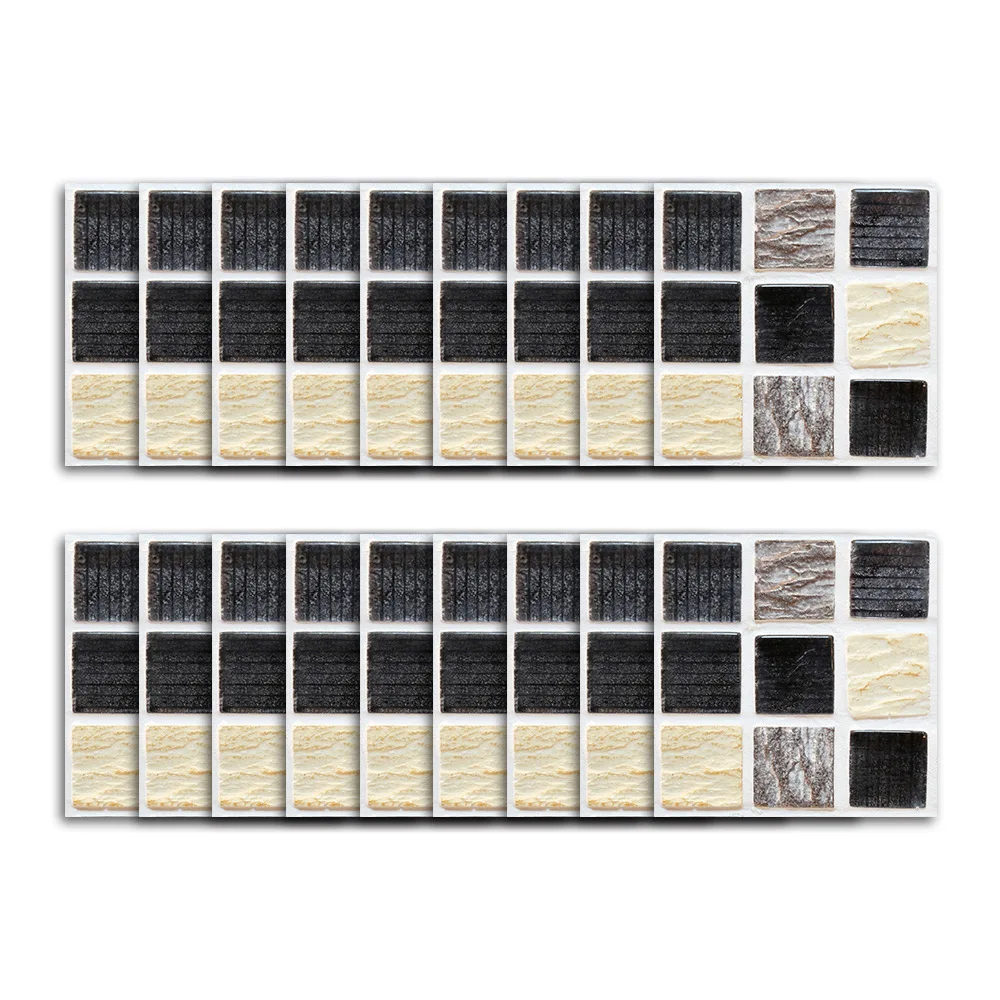 18pcs/set Removable 3D Tile Stickers Cover 0.18m*2 Self-adhesive Waterproof Kitchen Backsplash Bathroom Wall Sticker Art Decals