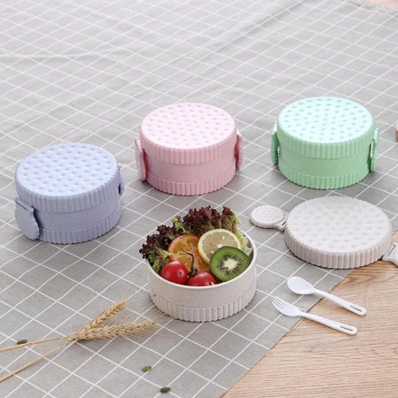 

MICCK Wheat Straw Lunch Box For Kids BPA Free Creative Cookie Shape Bento Box Portable Food Container Vegetable Fruit Crisper