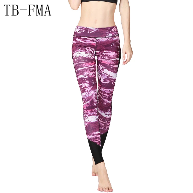Women Sportswear Yoga Leggings Lady Tights Bright Pink Printed Sport