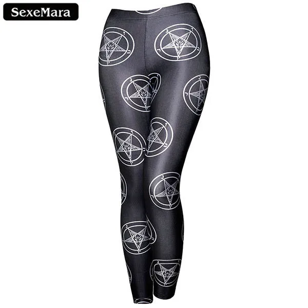 

SexeMara 2018 New Arrvial Women Leggings Printing Geometric Pentagram Pants Mid Ankle-Length Leggings Fashion Casual Leggings
