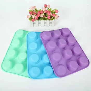 

FOOD GRADE Silicone Metal Non-Stick 12 Cups Cupcake Baking Tray Mousse Cake Mold Muffin Pan Fondant Bakeware H064