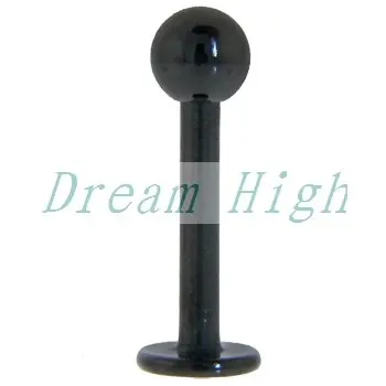 

HENGKE Jewelry Black Titanium Plated labret ring Lip piercing 316L Surgical steel 50pcs/lot promotional gift Body Piercing