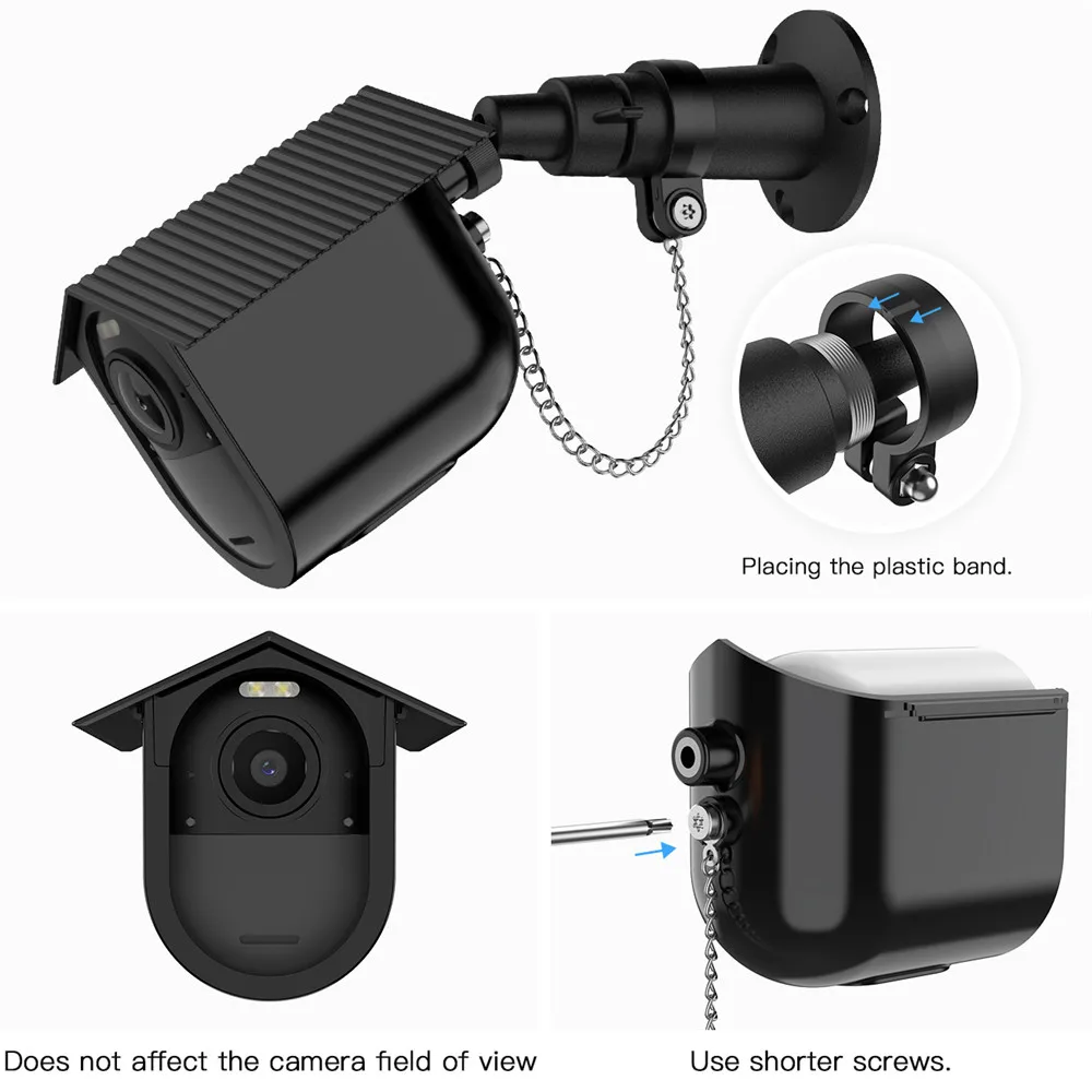 Waterproof Wall Mount for Arlo Ultra/Arlo Pro 3 with Silicone Protective Cover Case and Anti-theft Chain,Arlo Camera Accessories