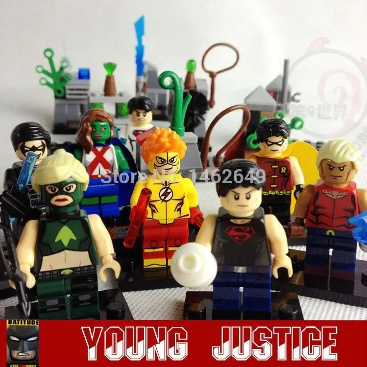 

8pcs Young Justice League Superboy Robin Block Figure Building Brick Toys