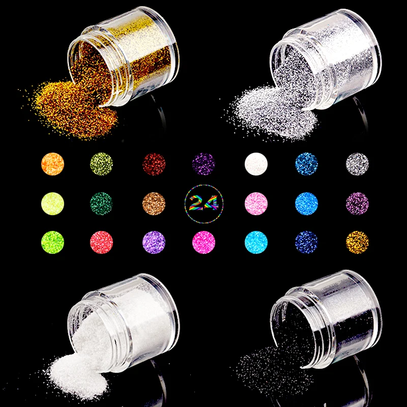 

24 Colors Nail Glitter 10ml/bottle Nail Art Powder Glitters Shining Nail Art Decoration Nail Powder Dust LAK