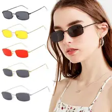 Унисекс маленькие ретро-оттенки прямоугольные солнцезащитные очки для мужчин металлическая оправа Очки для улицы прозрачные линзы солнцезащитные очки для женщин