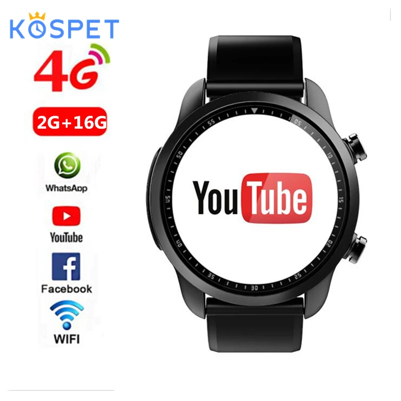

KOSPET 4G Smart Watch pk lem9 Z28 LEM3 Men Android 6.0 Quad Core GPS 2GB+16GB 620Mah Battery Replacement Strap Waterproof Watch