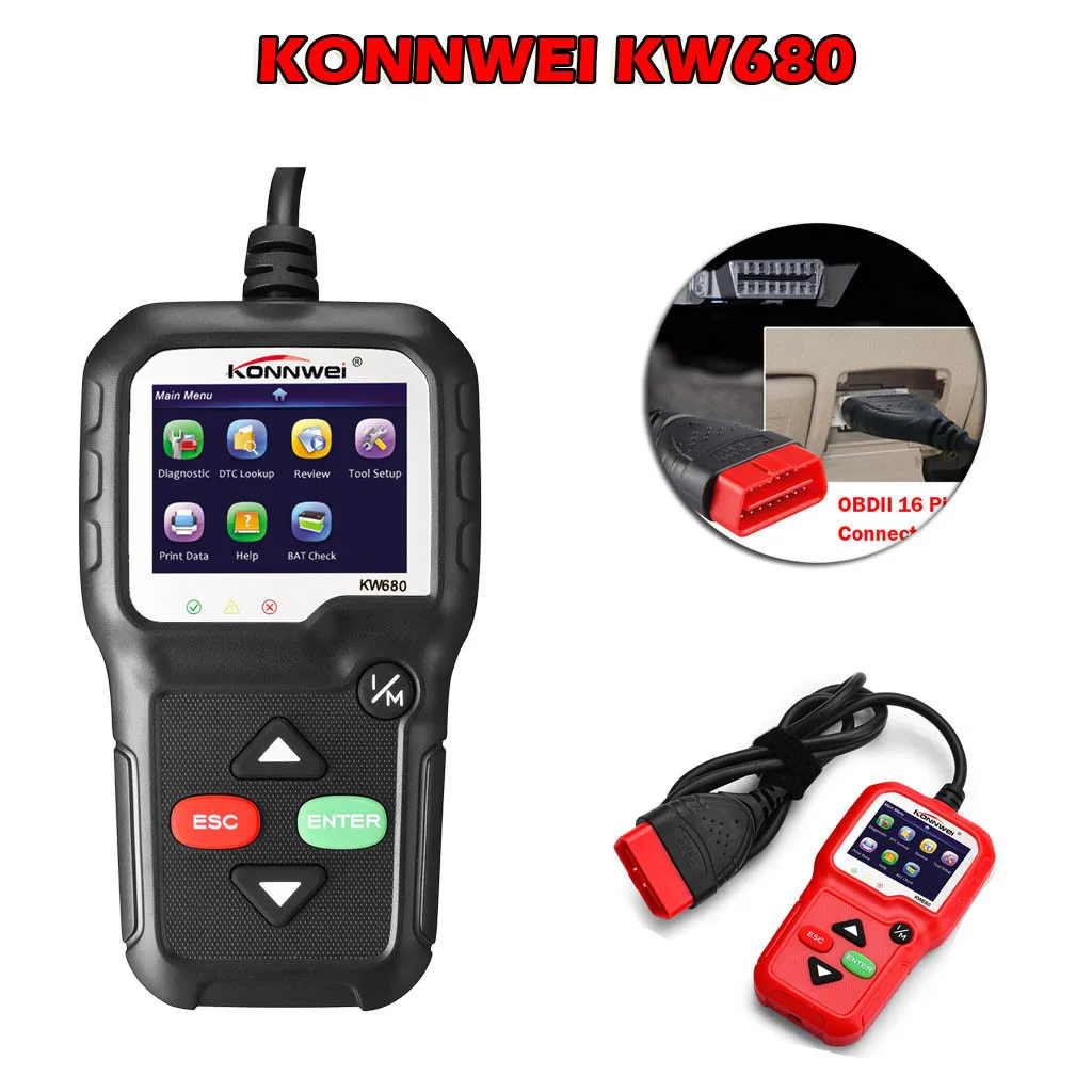 

KONNWEI KW680 Car Diagnostic Tool Full OBD2 Function Multi-language OBD 2 Autoscanner Reader Automotive Scanner