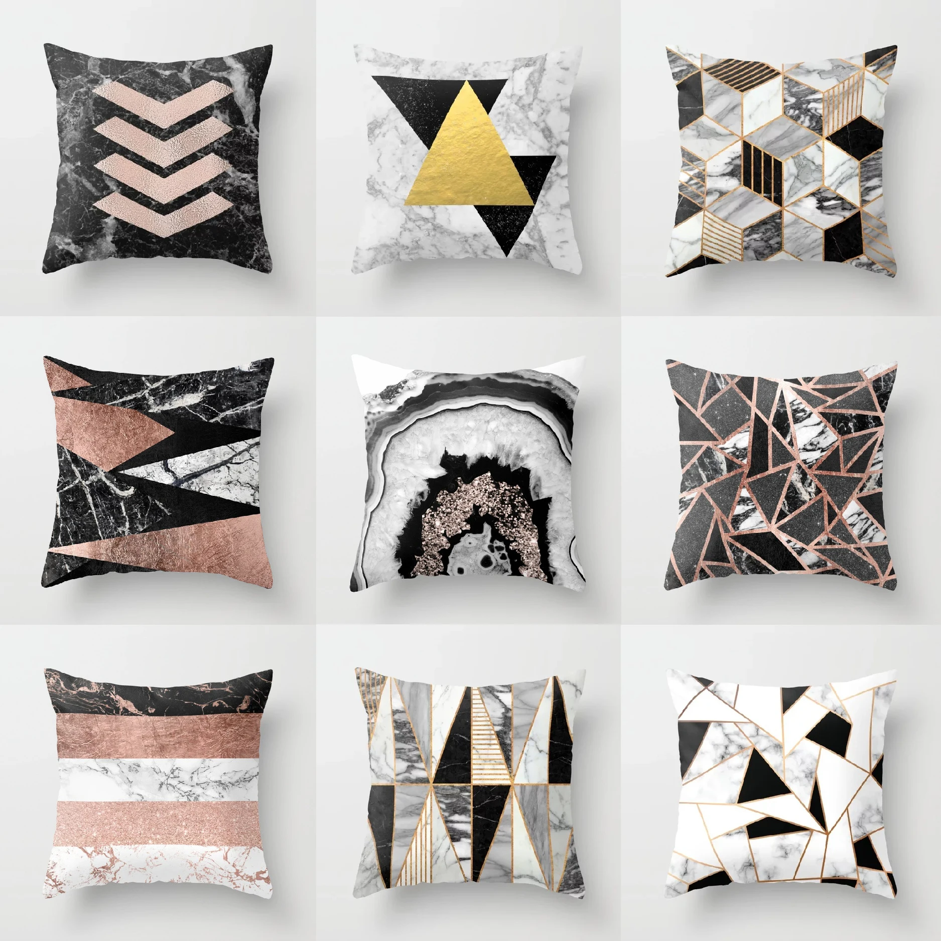 

Decorative Christmas Throw Pillow Case Grey Geometric Marble Luxury Gold Desginer Cushion Cover 45x45cm Boho Car Sofa Home Decor