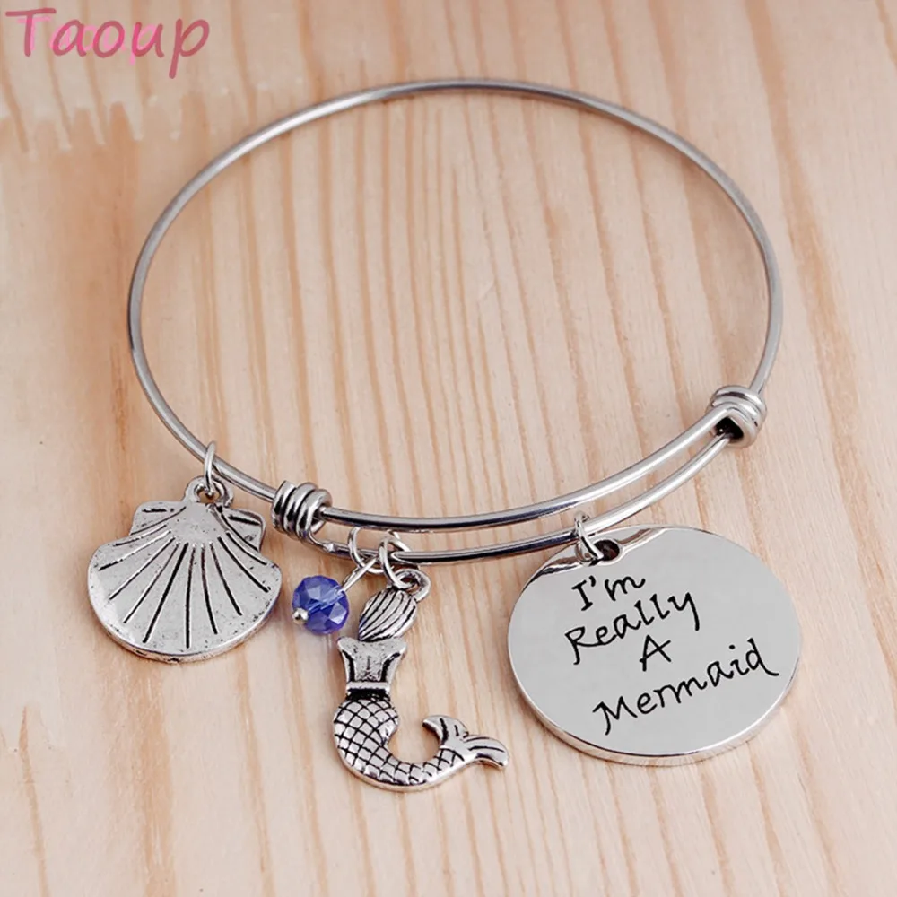 

Taoup 1pc Little Mermaid Birthday Bracelet Party Decors for Girls Kids Babyshower Hawaiian Party Favors Shell Pendants Wedding