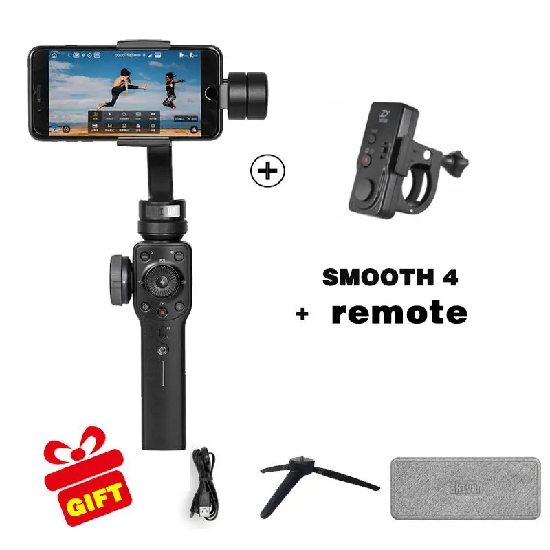 Zhiyun SMOOTH 4 3 оси ручной карданный стабилизатор для смартфона Экшн камера телефон портативный sjcam cam VS dji osmo feiyu Gopro - Цвет: BLACK Option3