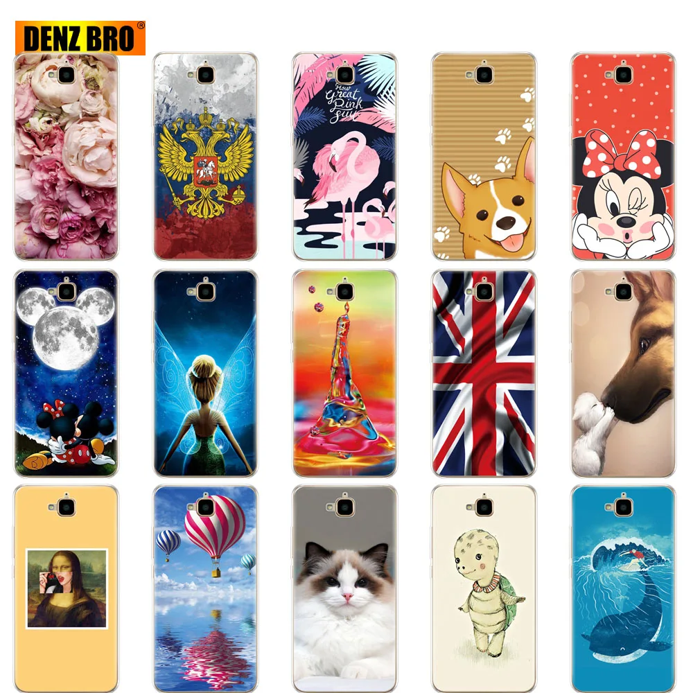 لهواوي الشرف 4C برو حالة غطاء طباعة لينة tpu سيليكون عودة الهاتف لهواوي Y6 برو 2015 حالة TIT-L01 TIT-TL00 كوكه الوفير