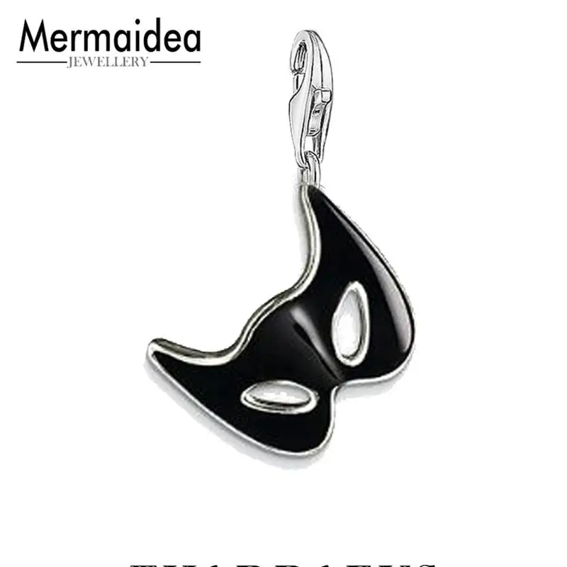 

Hot Sell Fashion Lobster Clasp Charm Black Enamel Mask Pendants 925 Sterling Silver Fit DIY Bracelet Necklace Jewelry Accessorie