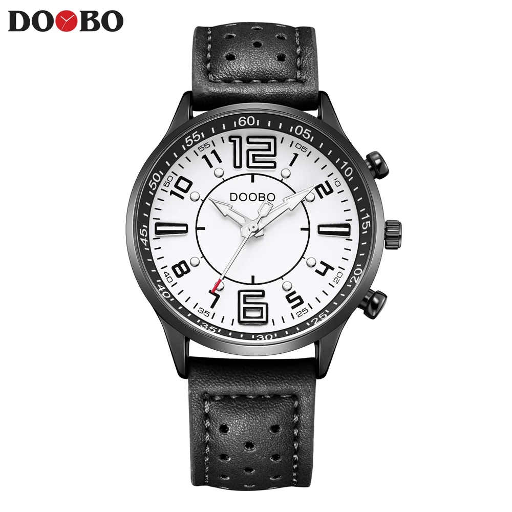 TEND Luxury Brand Men Analog Leather Sports Watches Men's Army Military Watch Male Date Quartz Clock Relogio Masculino Top - Цвет: D031 black white